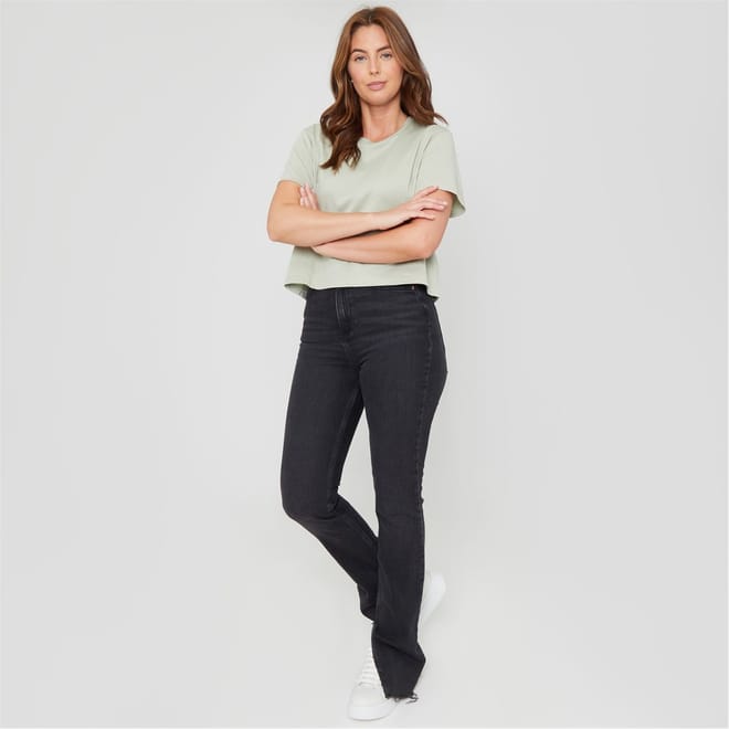 Boxy Fit Cropped Crew Neck T-Shirt