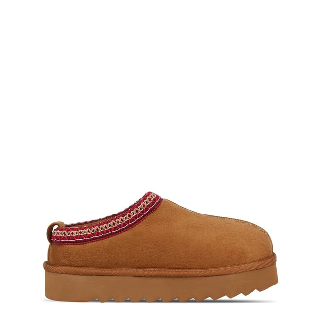 Faux Fur Trim Flatform Mules