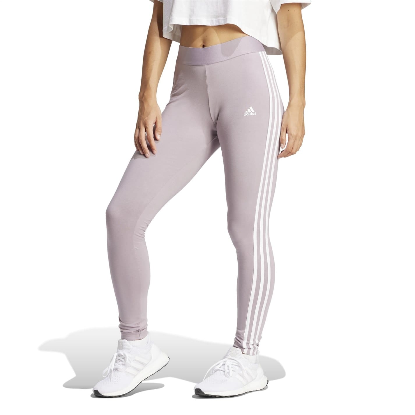 Adidas 3 stripe leggings pink online