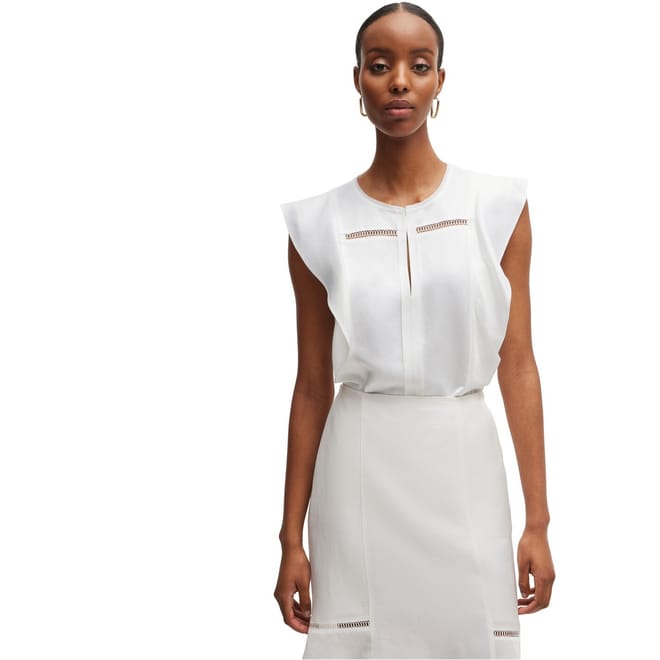 Keyhole Neck Regular Fit Blouse