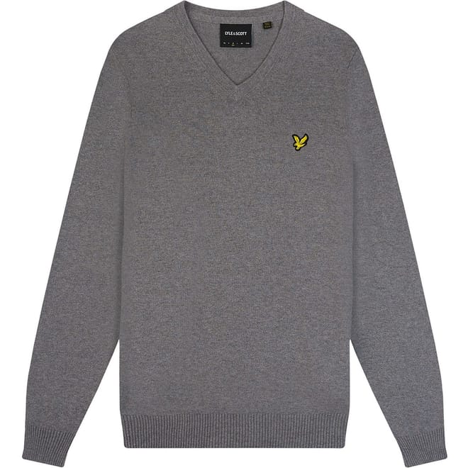 V-Neck Ribbed Cuff Long Sleeve Sweater