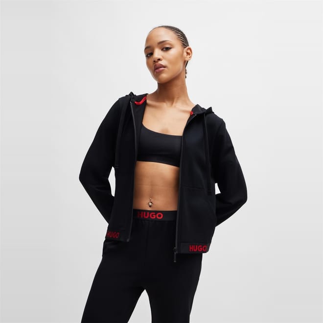Hooded Lettering Sweatshirt Jacket
