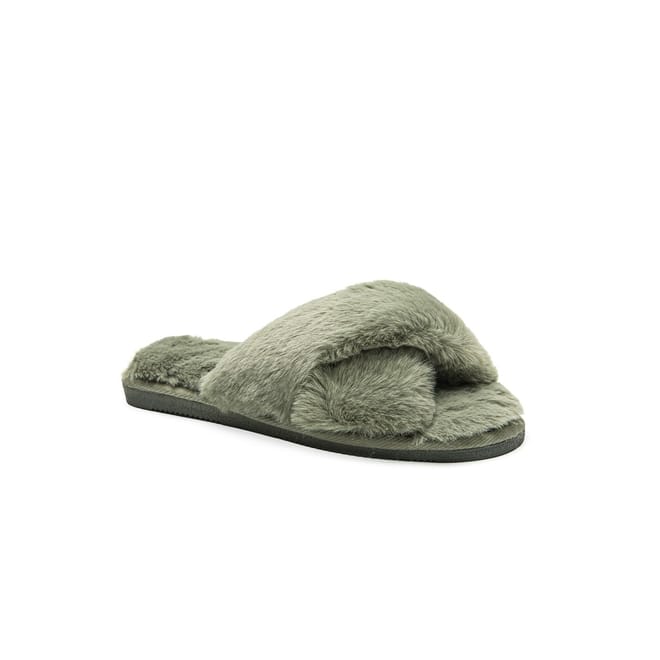 Faux Fur Cross Over Slipper