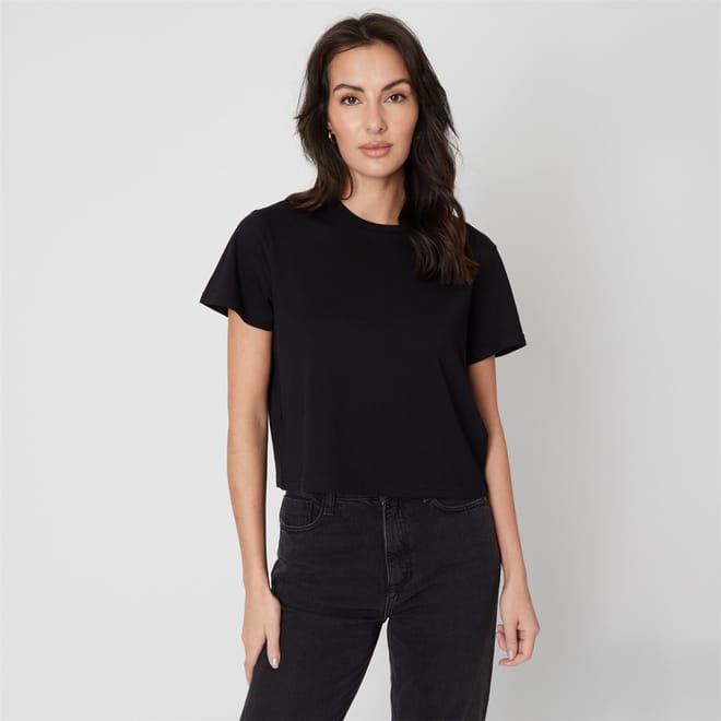 Boxy Fit Cropped Crew Neck T-Shirt