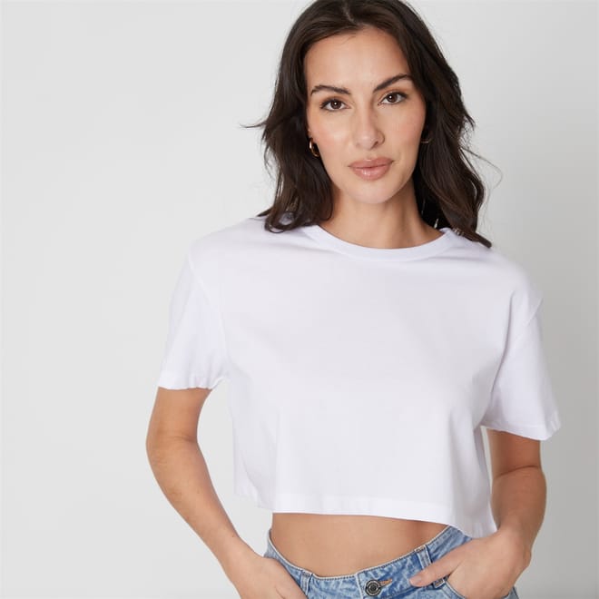 Cropped Crew Neck T-Shirt Top