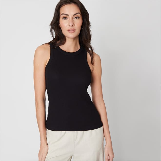 Rib Slim Fit Racer Tank