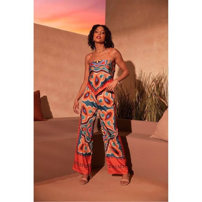 Scarf Print Cami And Trouser Co Ord Set