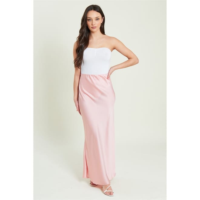 Satin Midi Slip Skirt