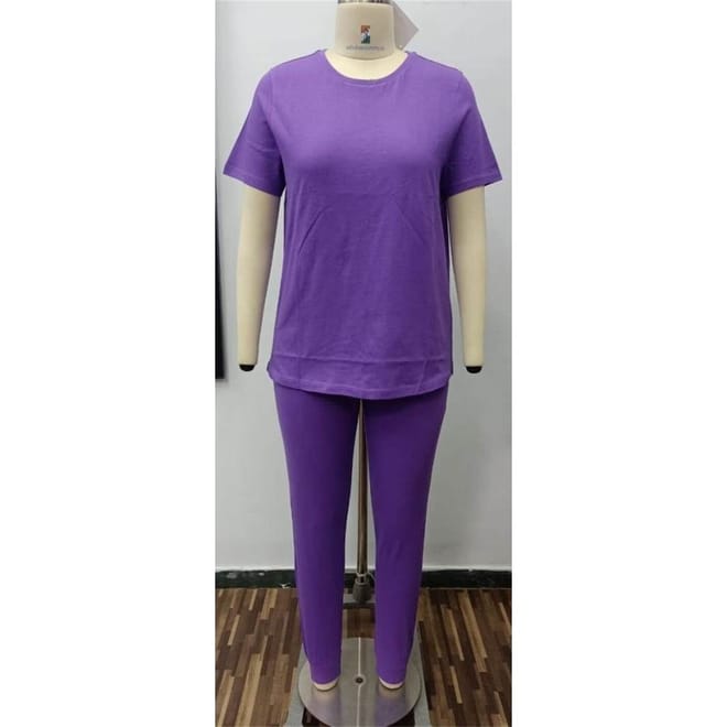 Plain Crew Neck Short Sleeve Pyjama