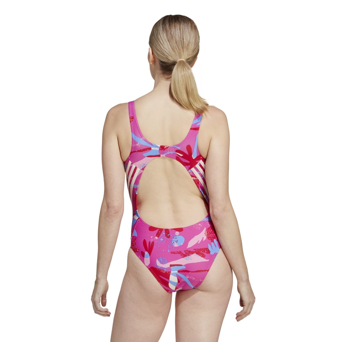 Pink adidas Womens Floral 3 Stripes Swimsuit Get The Label