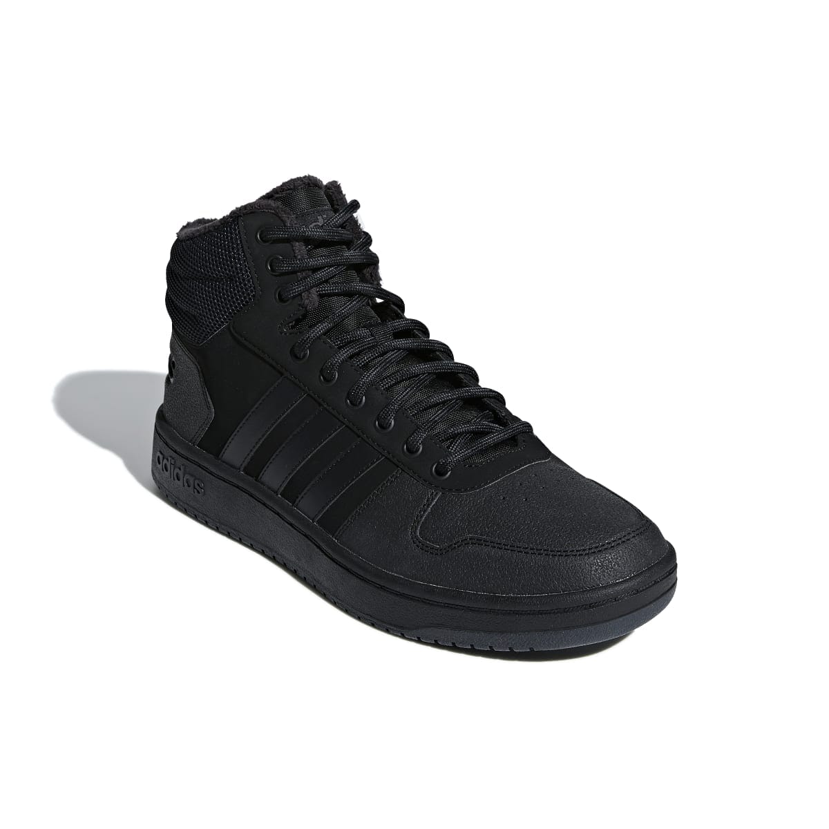 Black adidas Hoops 2.0 Mid Trainers Get The Label