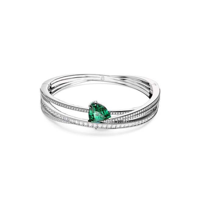 Emerald Diamond Bangle with Inlay