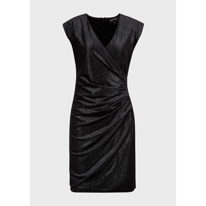 V-Neck Knee Length Wrap Dress