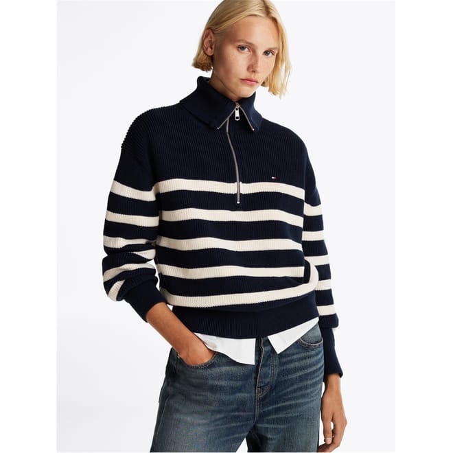 Cardi Stitch Half Zip Ls Swt