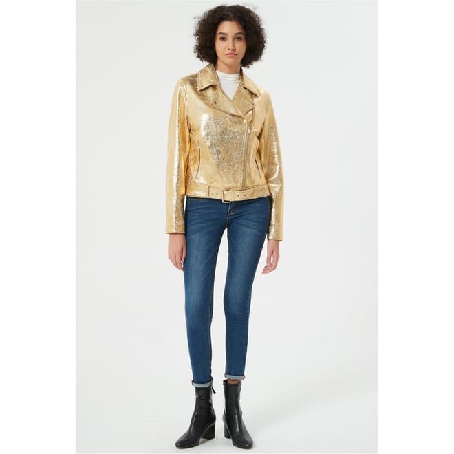 Metallic Moto Short Jacket