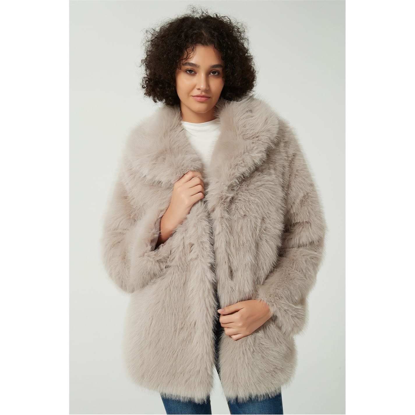 Buy Love & Roses Cream Faux Fur Shearling Mix Coat from Next Luxembourg