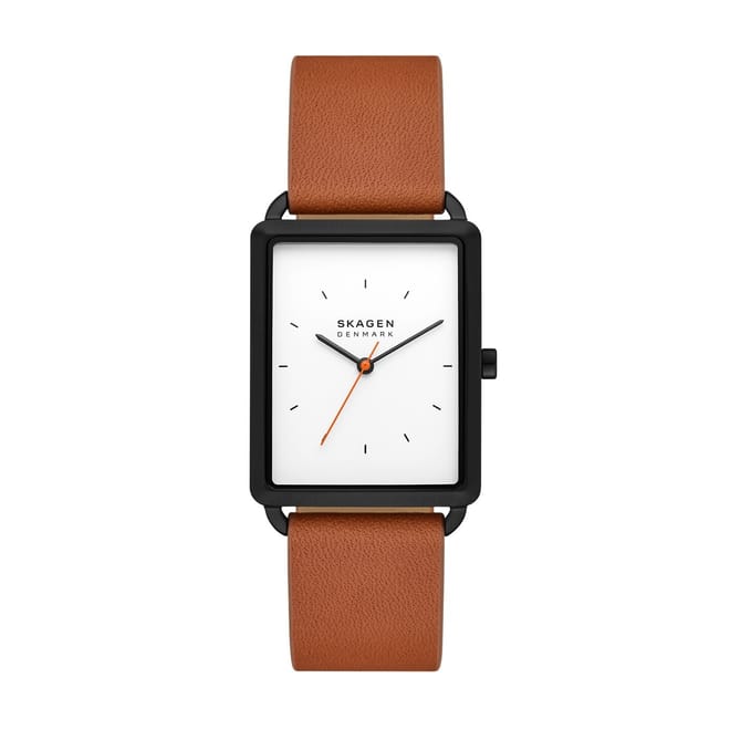 Mens Hagen Three Hand Brown Leather Watch
