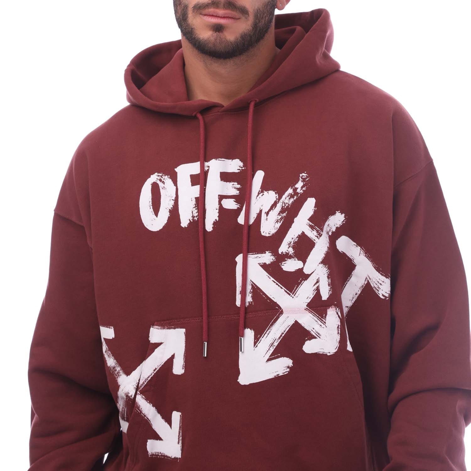 Off White outlet Red Drip Logo Black Hoodie