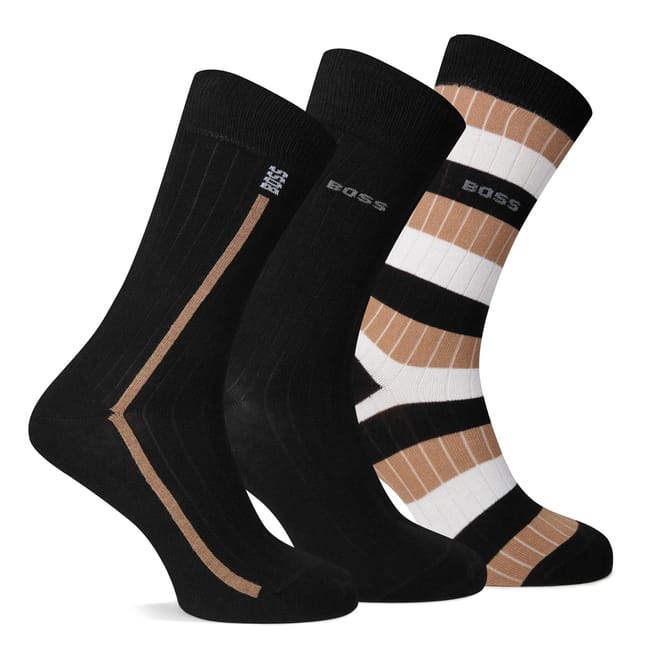 3 Pack Fine Rib Crew Socks