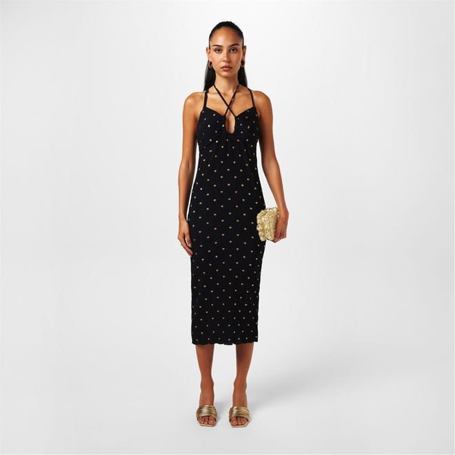 Halter Neck Midi Slip Dress