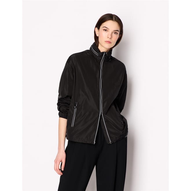 High Neck Relaxed Fit Short Rain Jacket