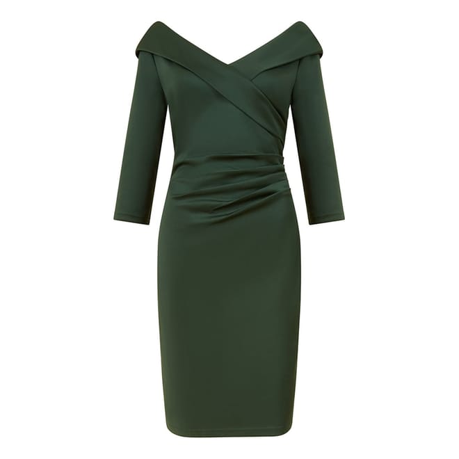 Off-The-Shoulder Knee Length Wrap Dress