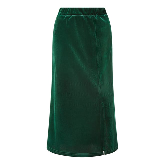 Green Velvet Midi Pencil Skirt