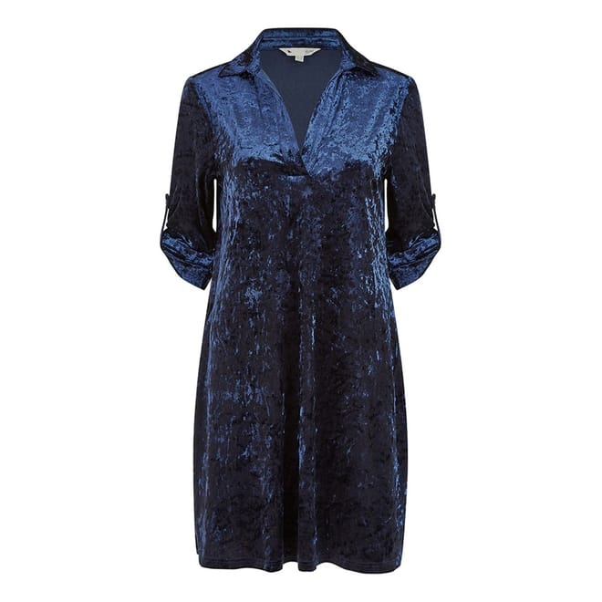 Navy V-Neck Knee Length Tunic Dress