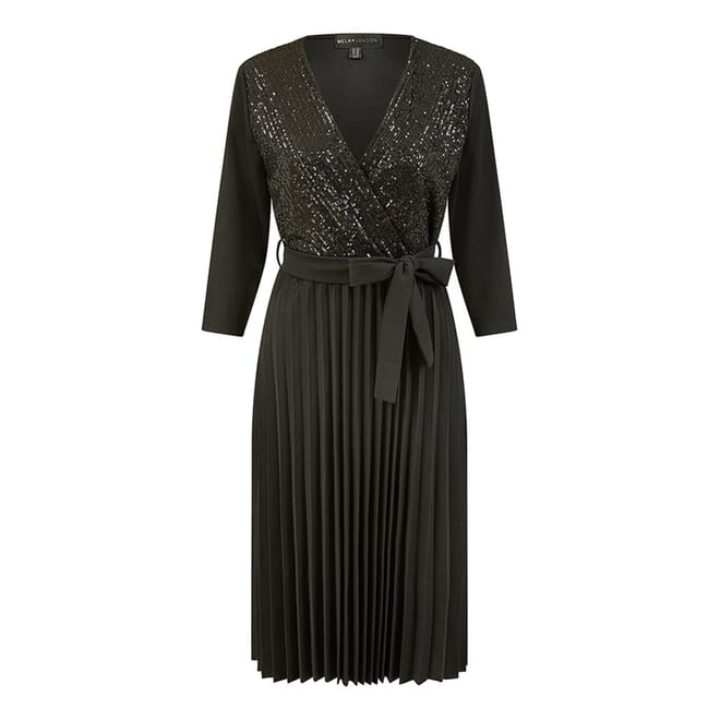 Sequin V-Neck Midi Wrap Dress
