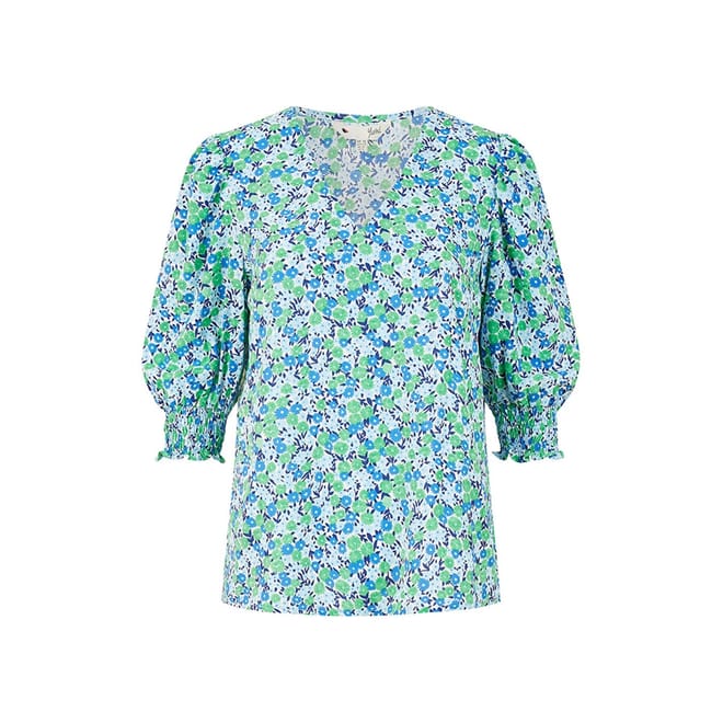 Ditsy Print Puff Sleeve Blouse