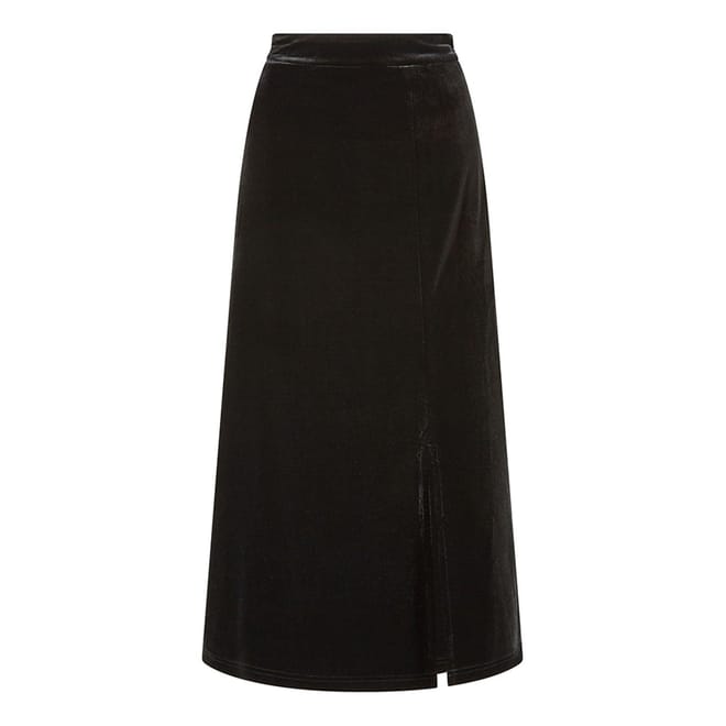 Black Velvet Midi Pencil Skirt