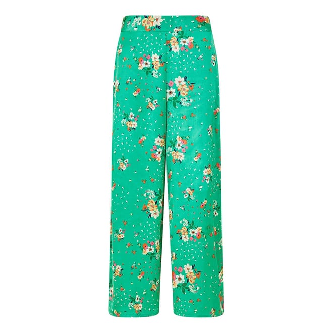 Floral Satin Wide Leg Trousers