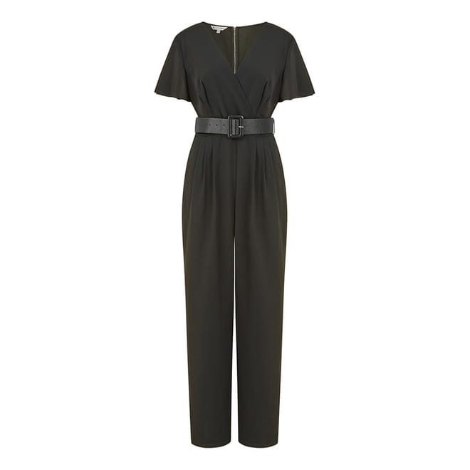 Black V Neck Wrap Jumpsuit