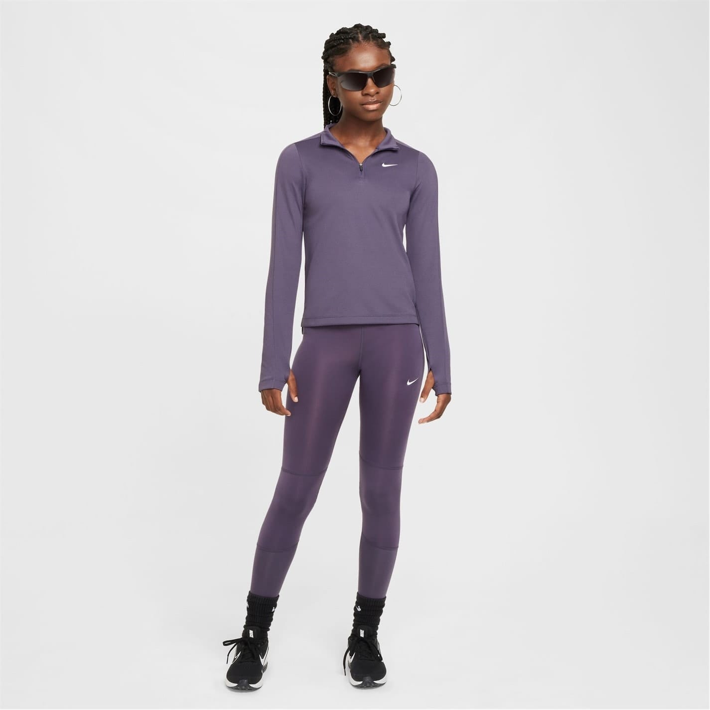 Purple Nike Older Girls Dri Fit Long Sleeve Half Zip Get The Label