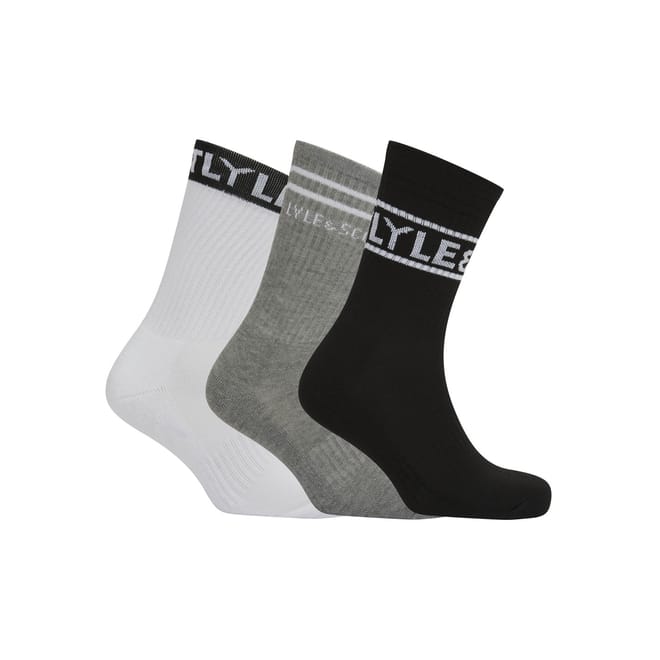 3 Pack Lettering Crew Socks