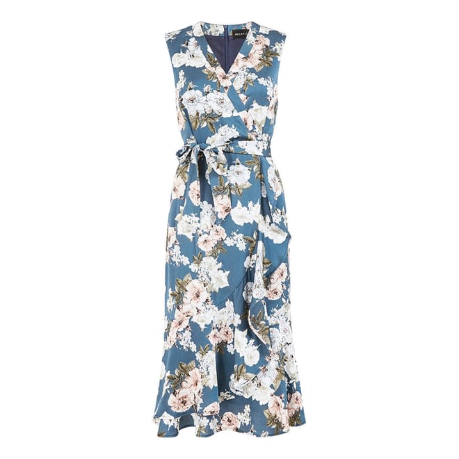 Floral V-Neck Midi Wrap Dress