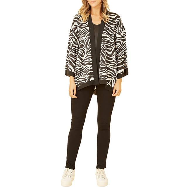 Zebra Print Satin Relaxed Fit Kimono