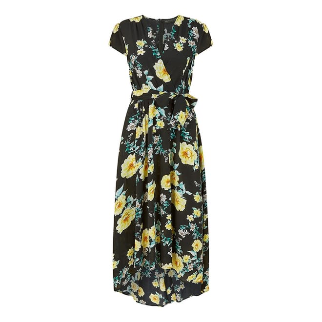 Floral V-Neck Midi Wrap Dress