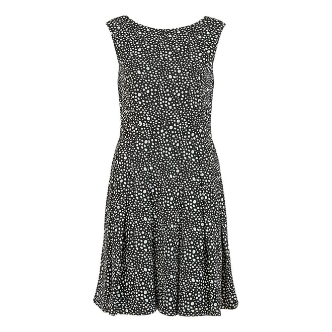 Black Spot Boat Neck Mini Skater Dress