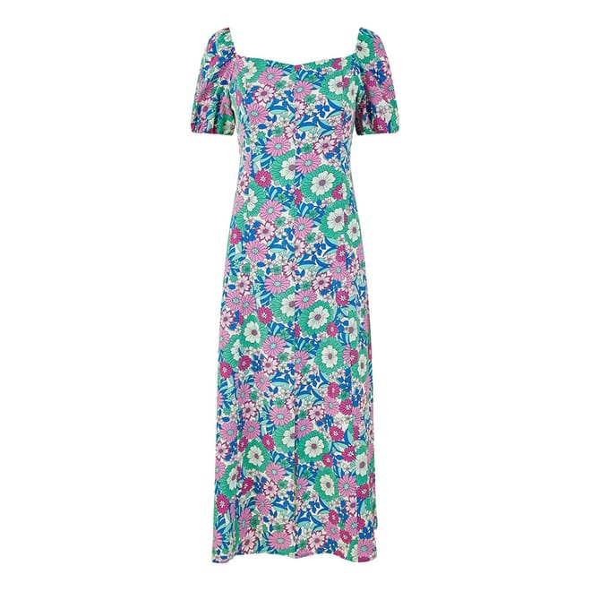 Retro Square Neck Midi Wrap Dress