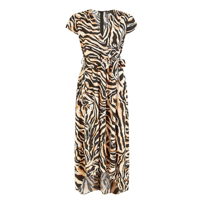 Zebra V-Neck Maxi Wrap Dress