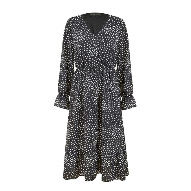 Butterfly V-Neck Midi Wrap Dress
