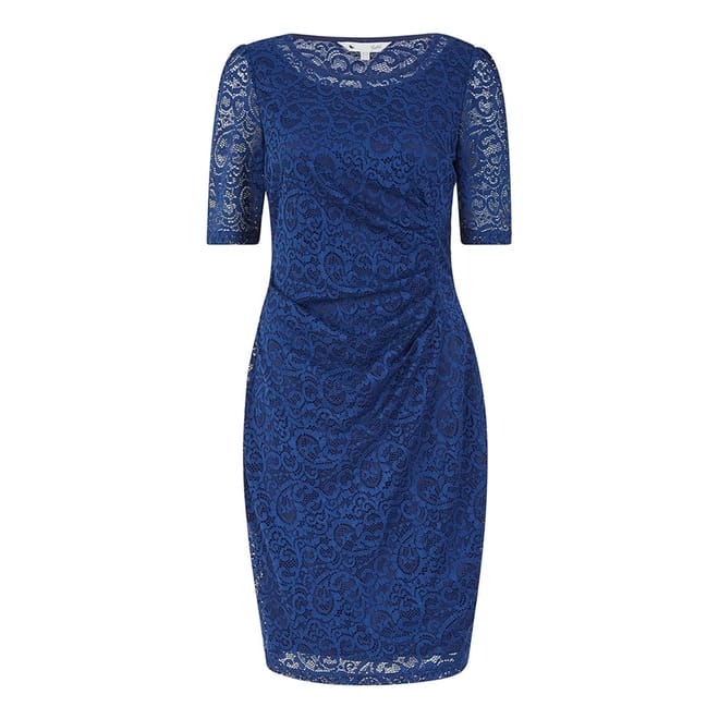 Navy Crew Neck Knee Length Slip Dress