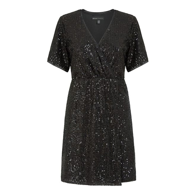 Sequin V-Neck Knee Length Wrap Dress