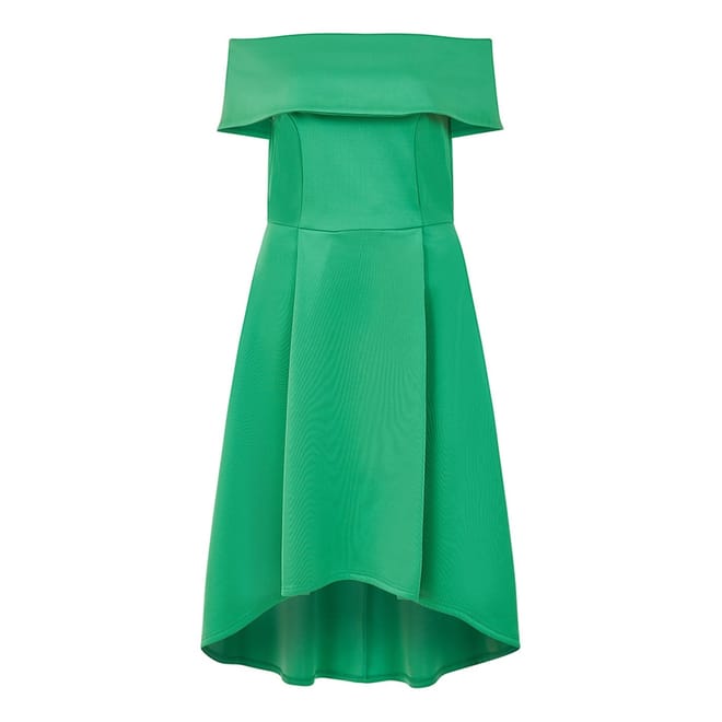 Bright Green Off-The-Shoulder Midi Dress
