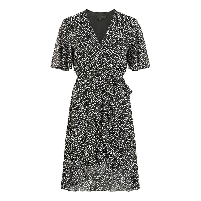 Frill V-Neck Midi Wrap Dress