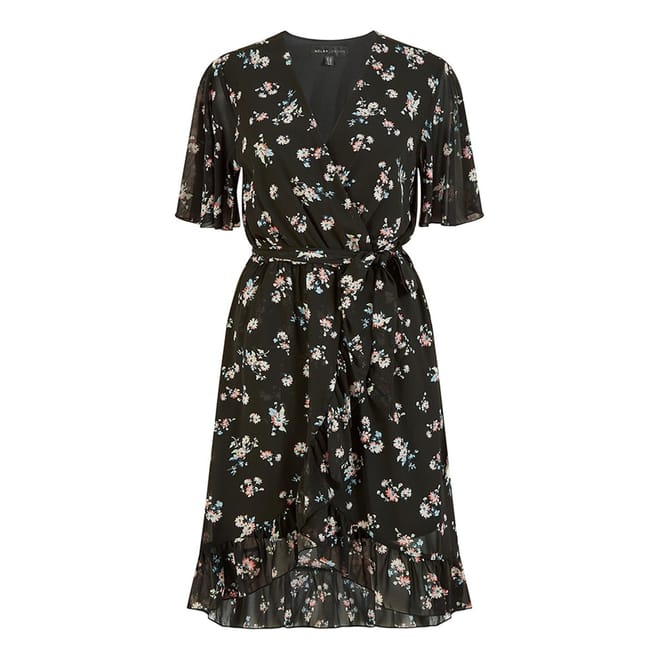 Floral V-Neck Midi Wrap Dress