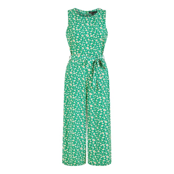 London Green Daisy Print Culotte Jumpsuit