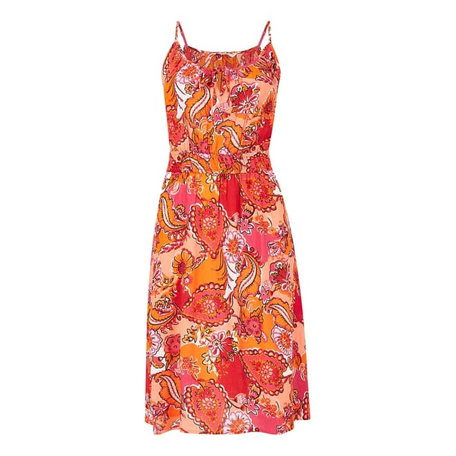 Pink Paisley Scoop Neck Midi Slip Dress