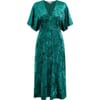 Green Velvet V-Neck Midi A-Line Dress